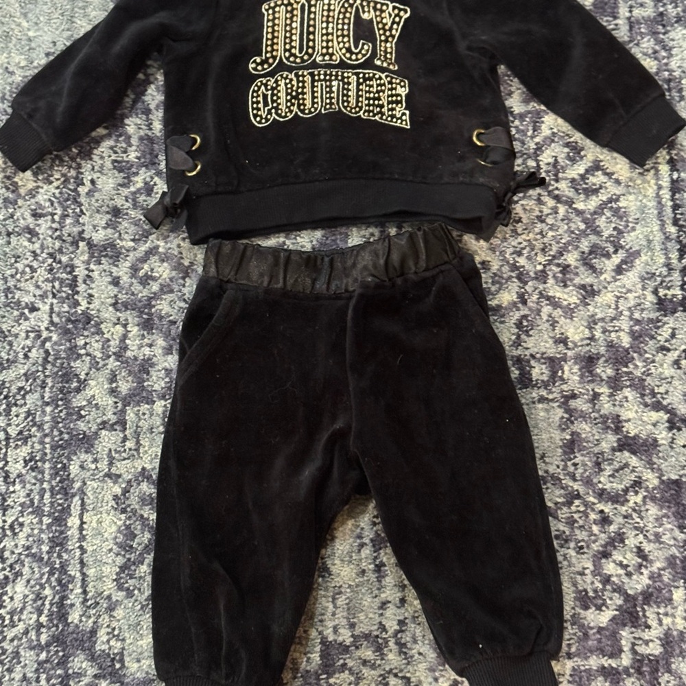 Juicy Couture Kids Black Velvet Jogger Set Sz 3/6M